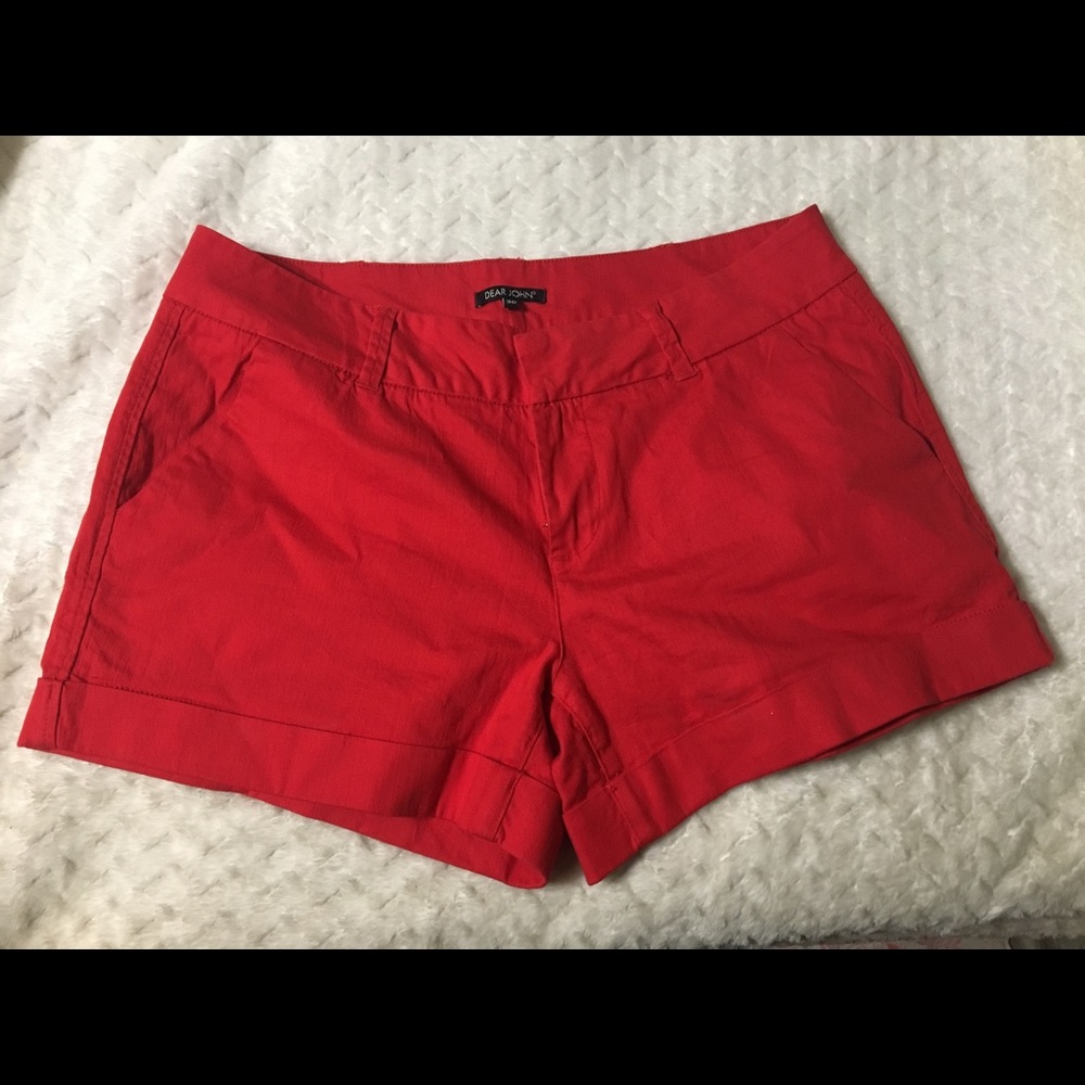 Red cuffed shorts